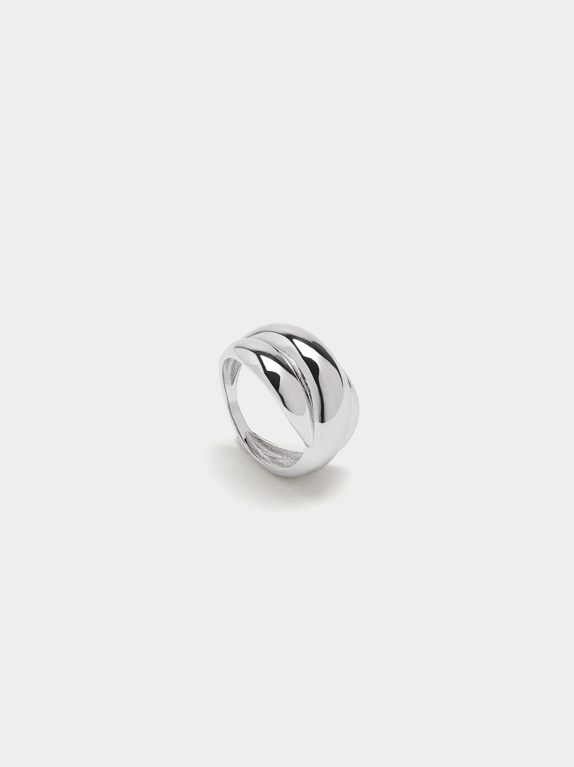 Anillo redondo con relieve - plata de ley 925