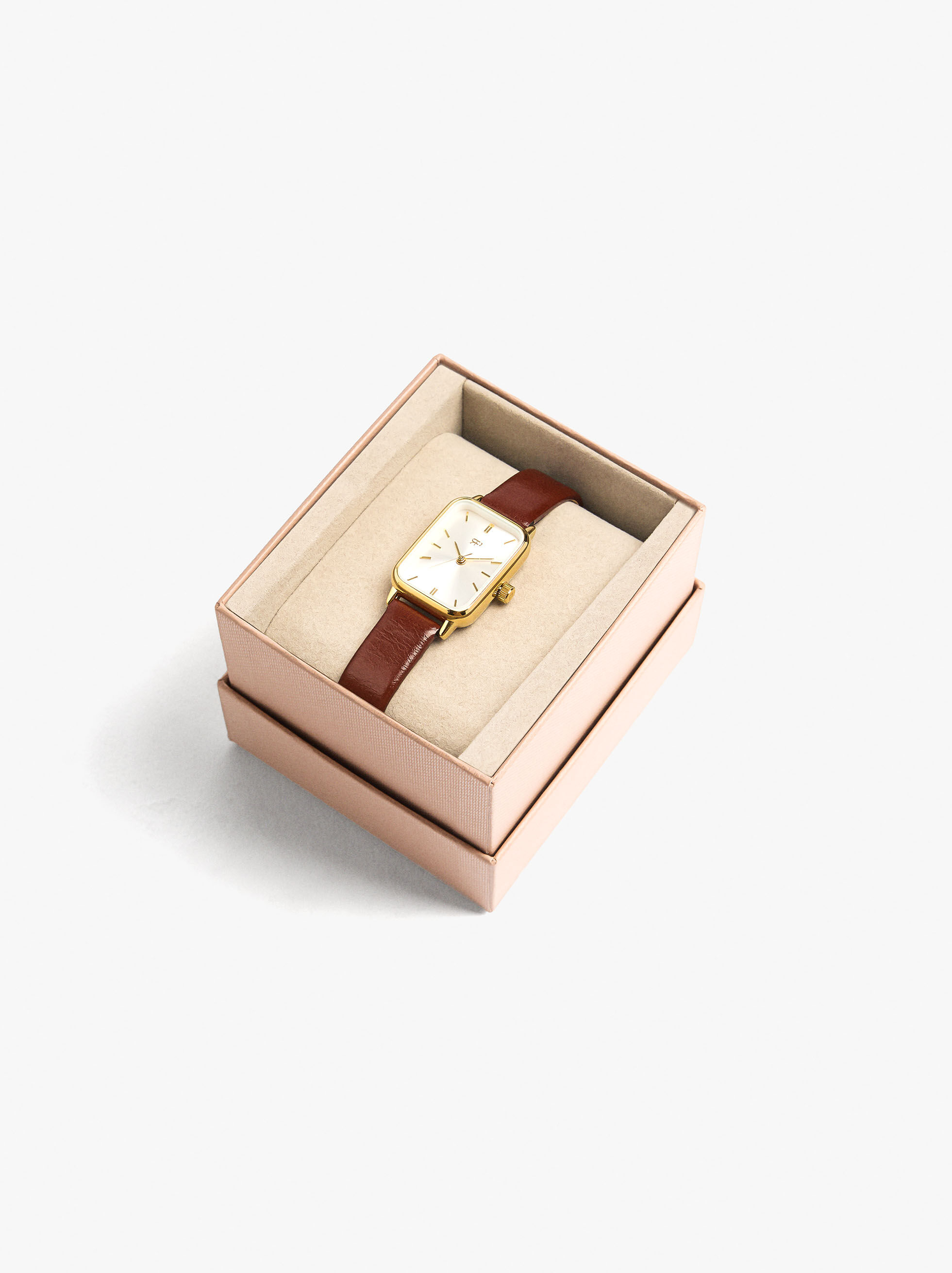 Reloj rectangular con pulsera efecto piel
