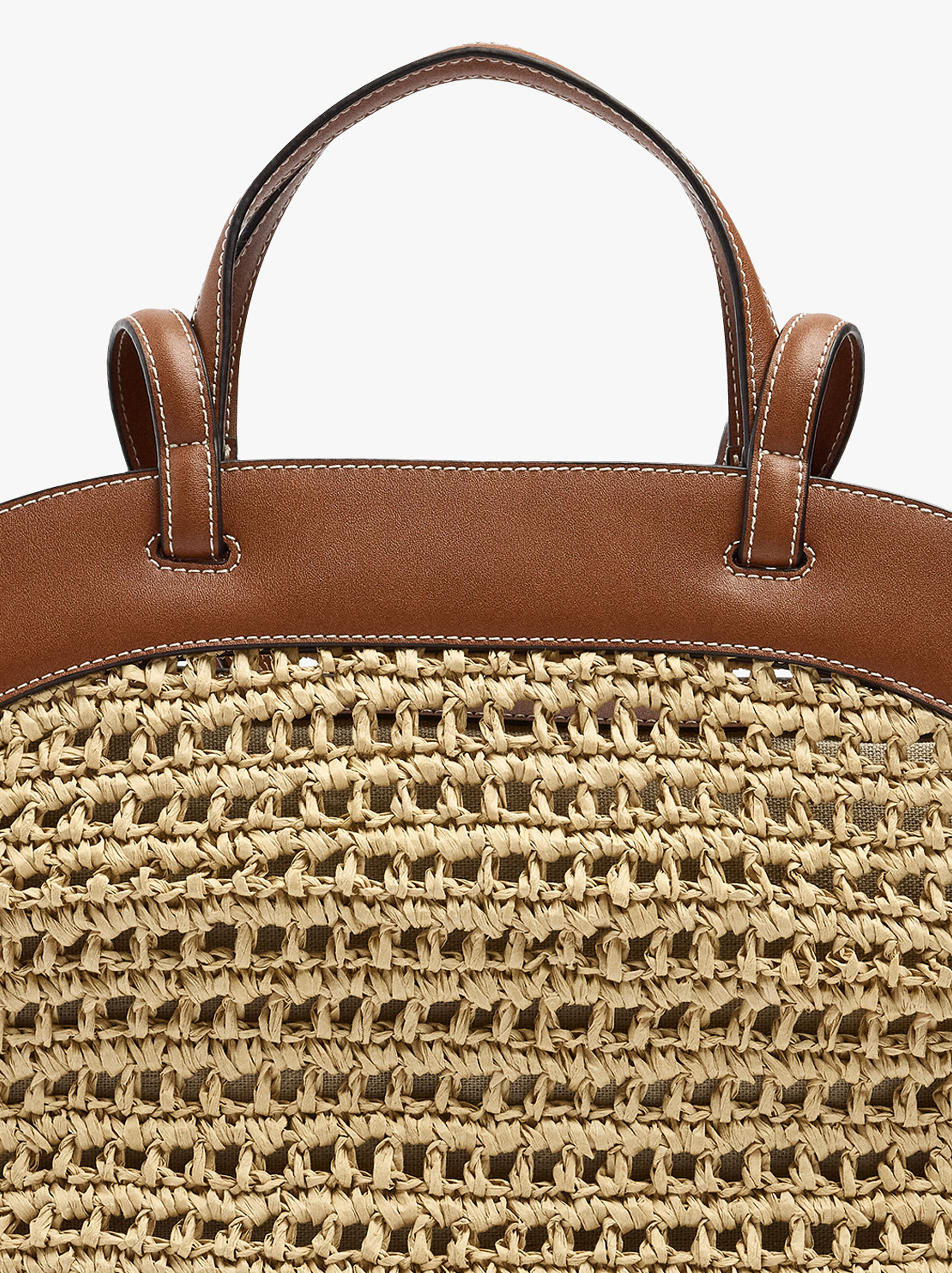 Bolso shopper de aspecto de paja con bolsa extraíble