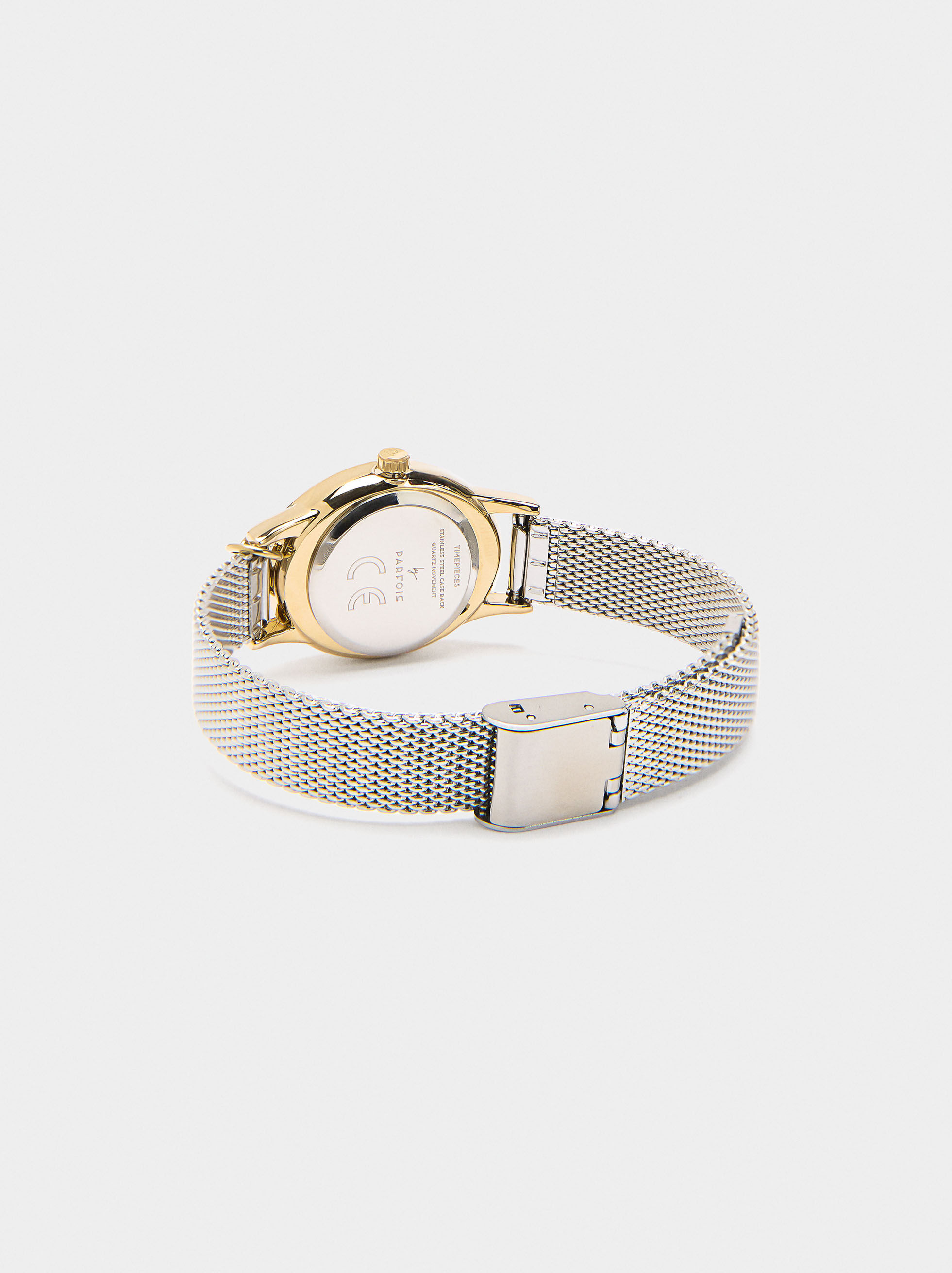 Reloj de pulsera de cadena metálica con charm