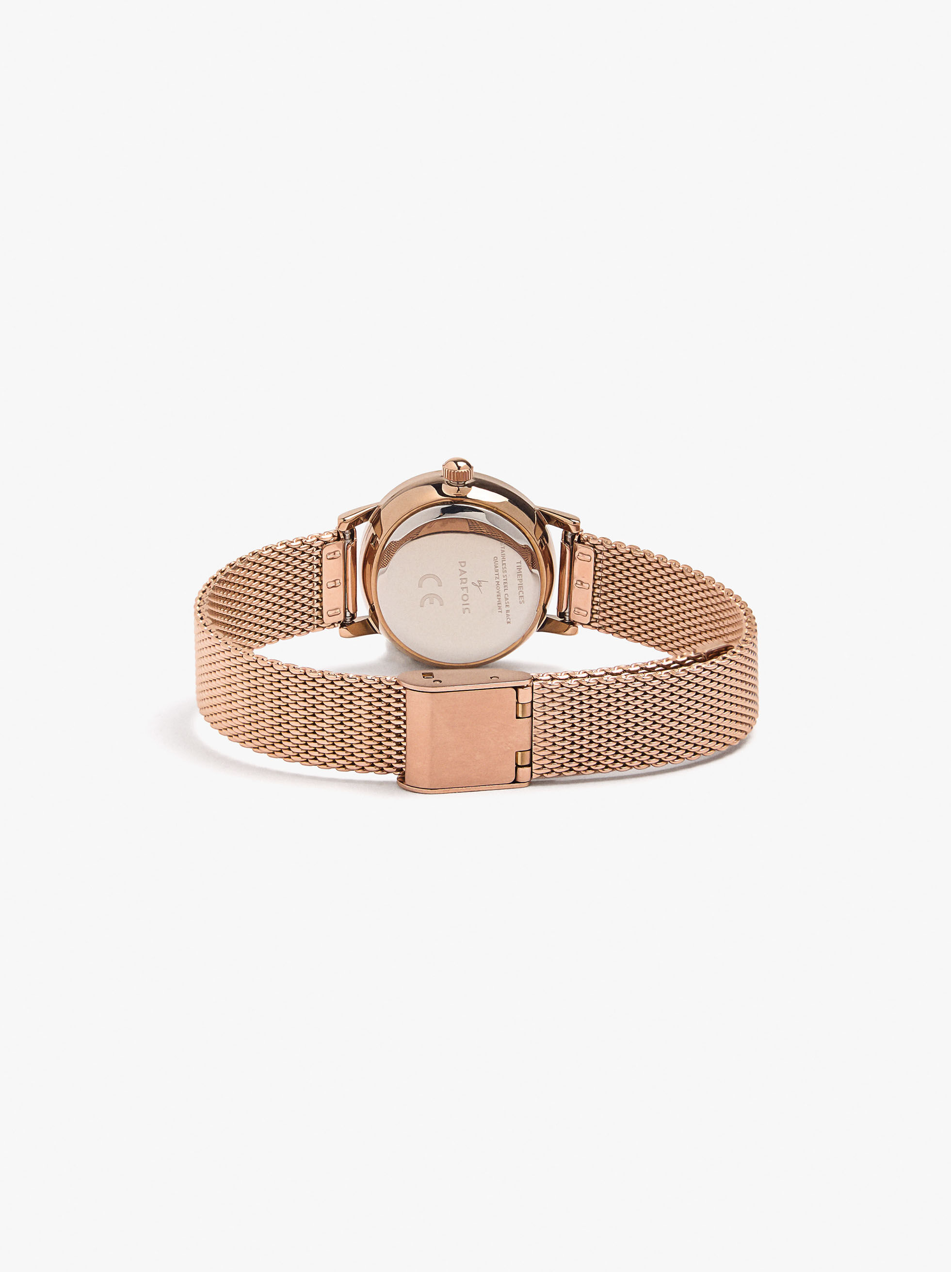 Reloj con cristales y correa de malla metálica de acero inoxidable