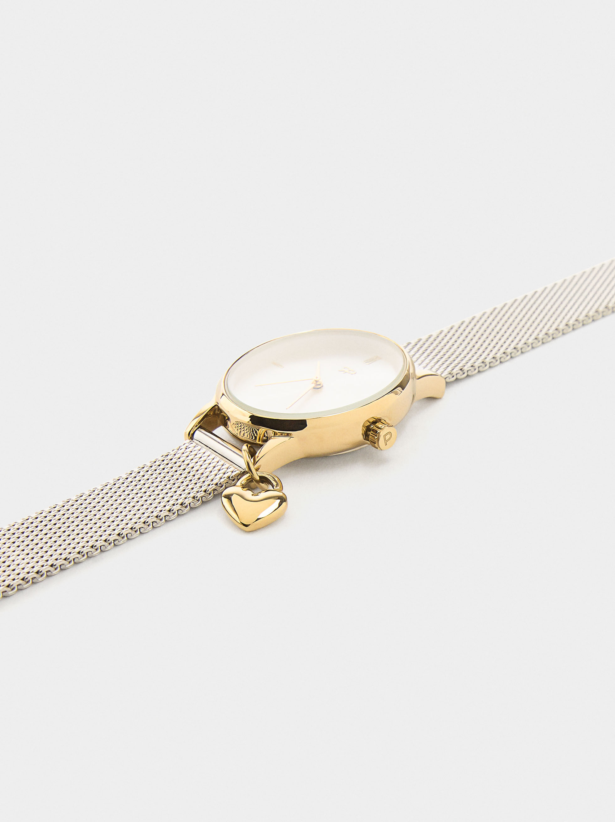 Reloj de pulsera de cadena metálica con charm