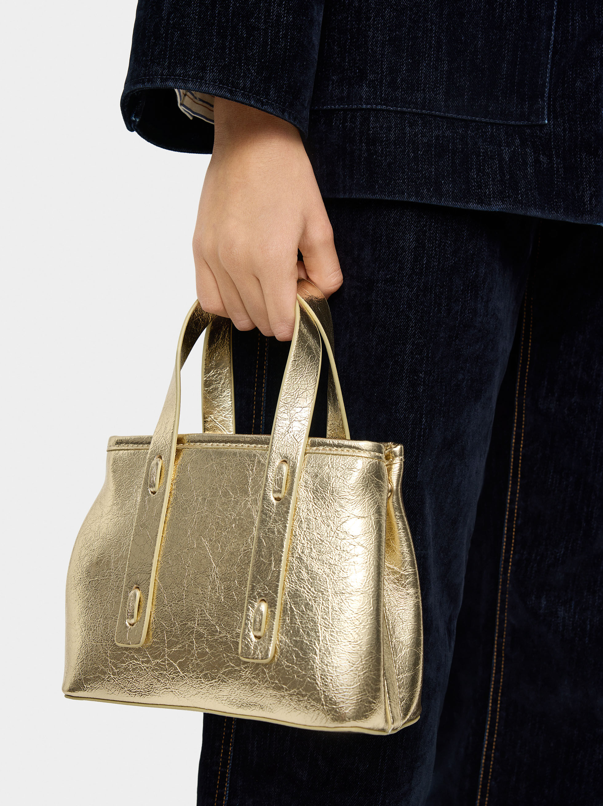Bolso tote con efecto craquelé