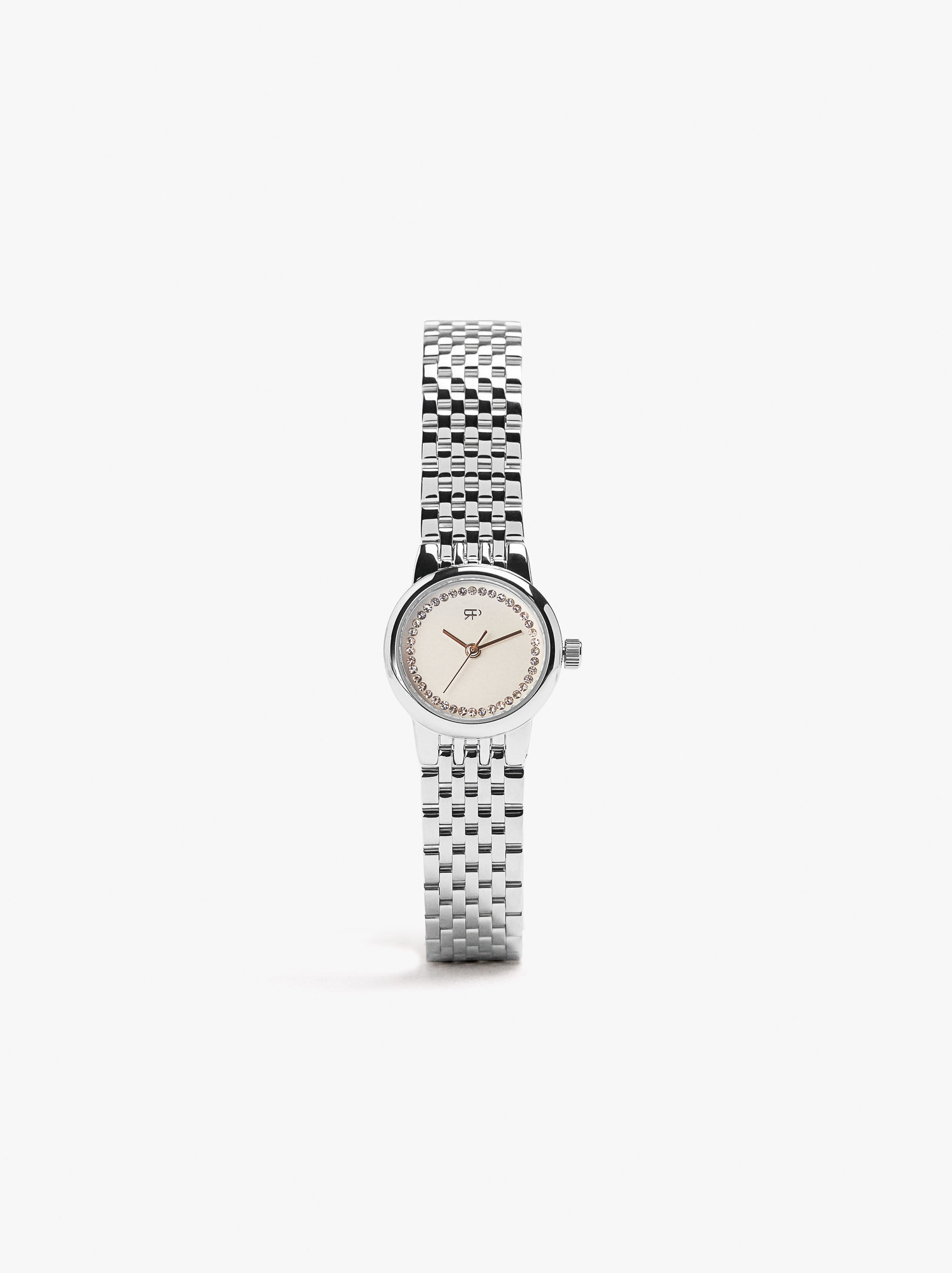 Reloj con cristales y pulsera de acero inoxidable