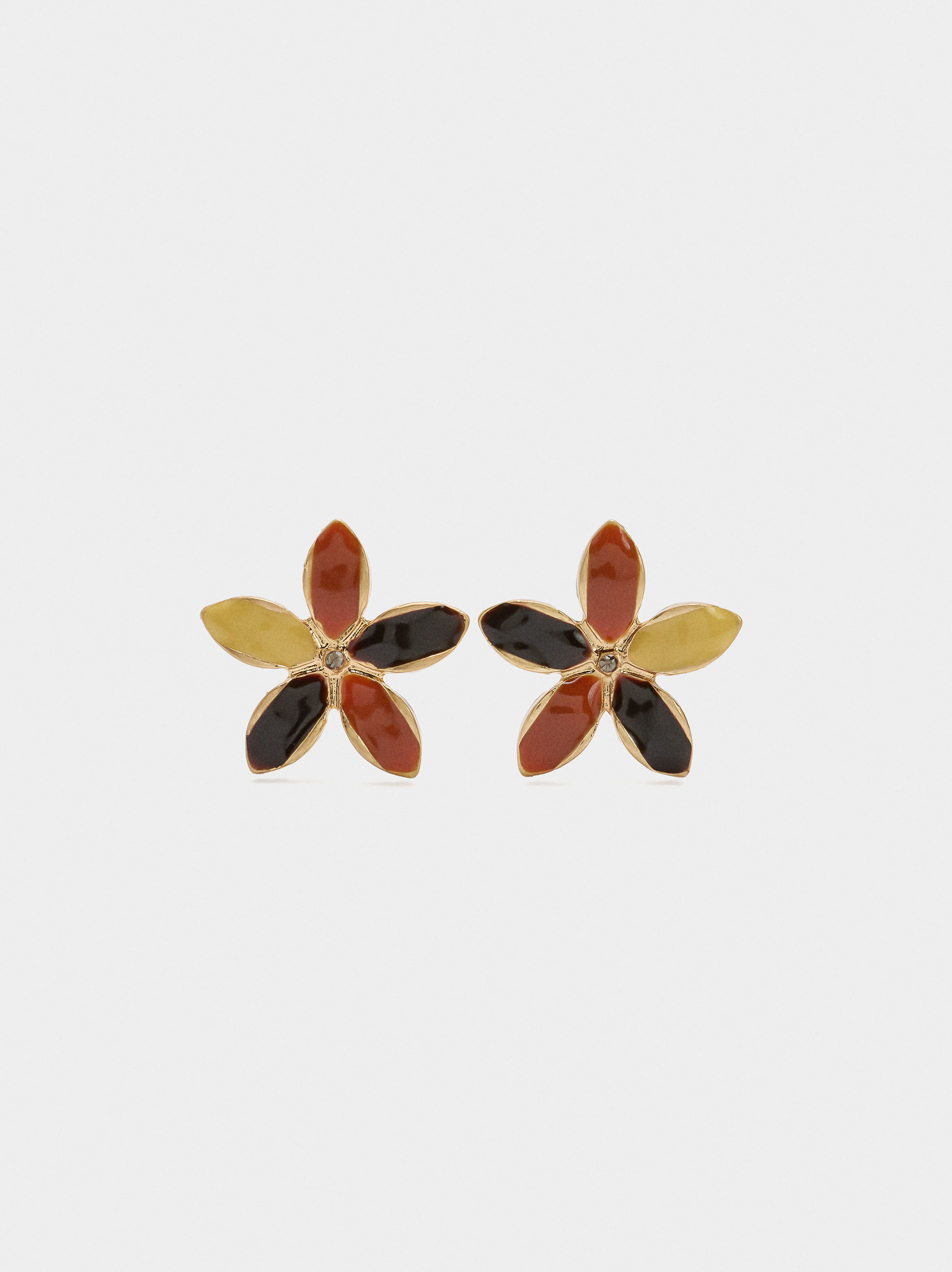 Pendientes flor con esmalte multicolor