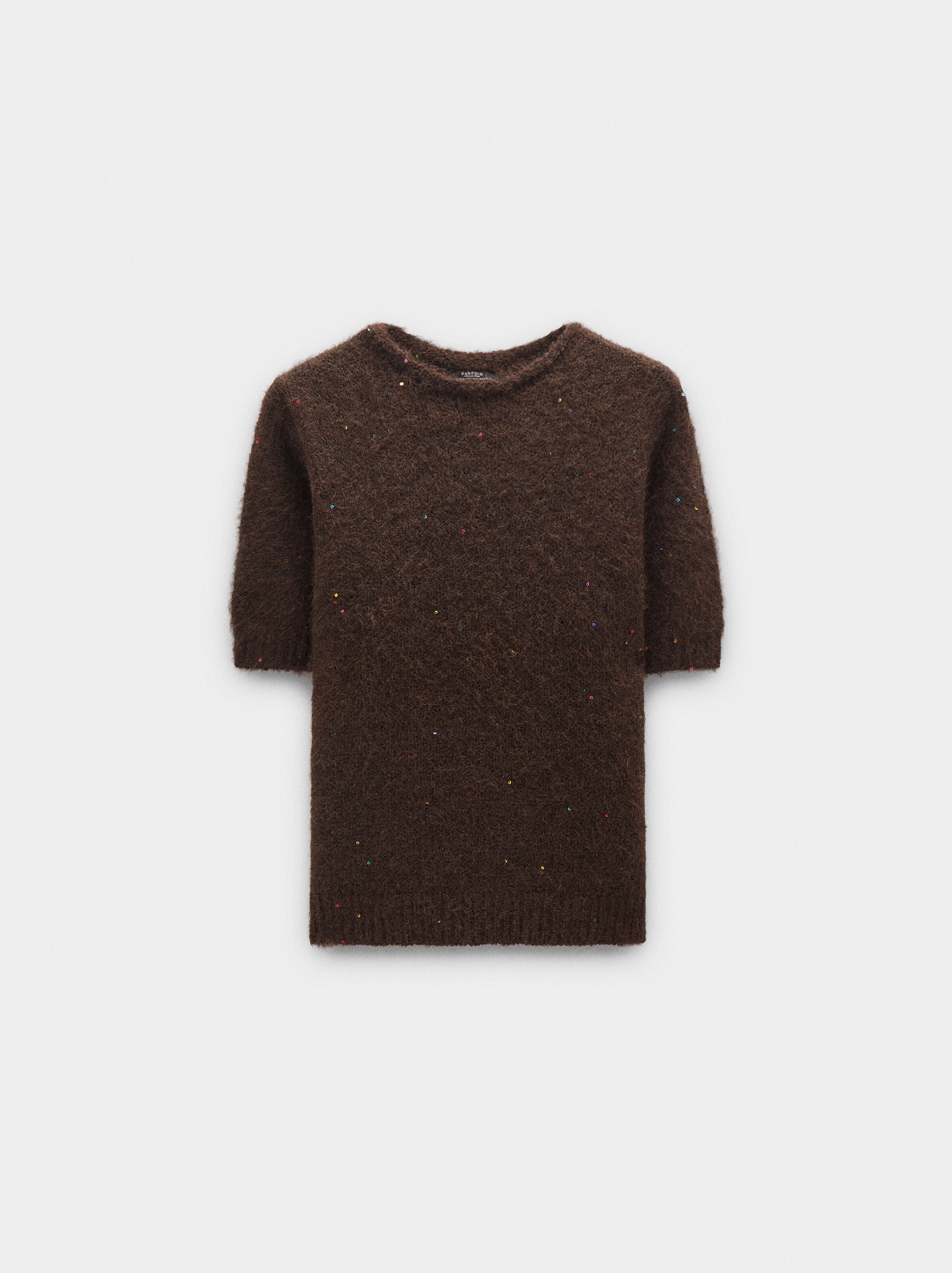 Camiseta de punto con mangas cortas y lentejuelas