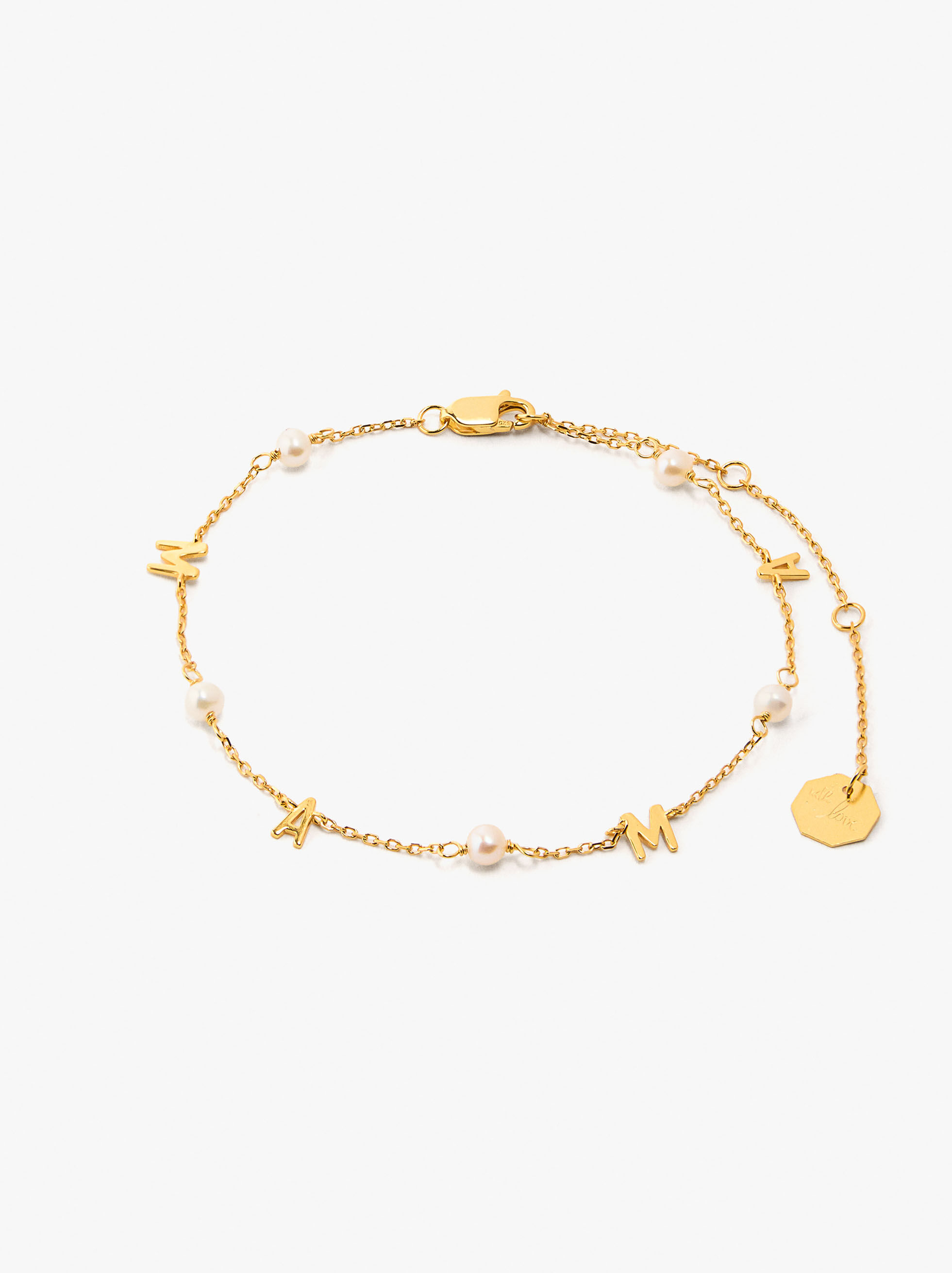 Pulsera MAMA con perlas de agua dulce - plata de ley 925
