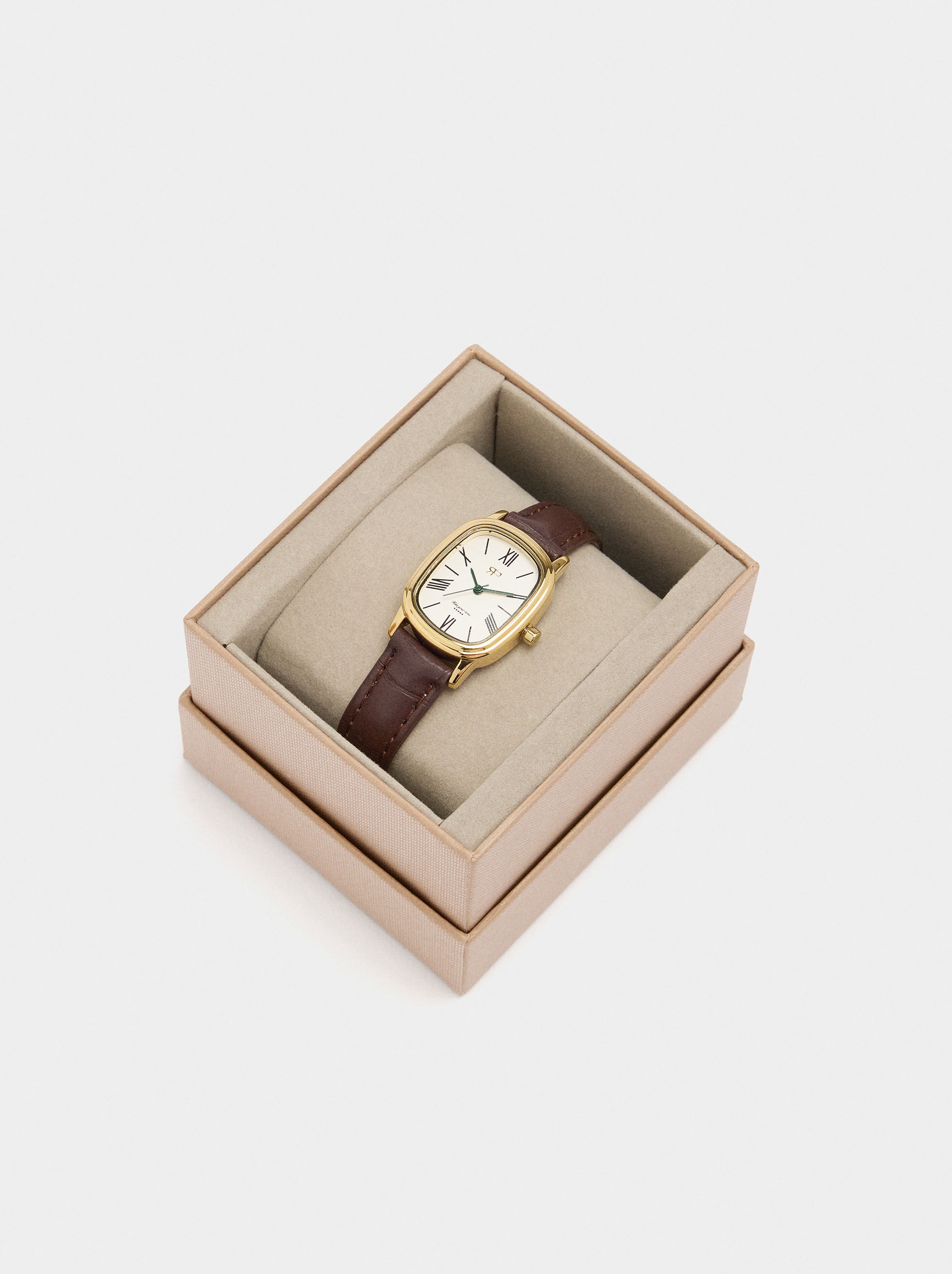 Reloj rectangular con pulsera efecto piel