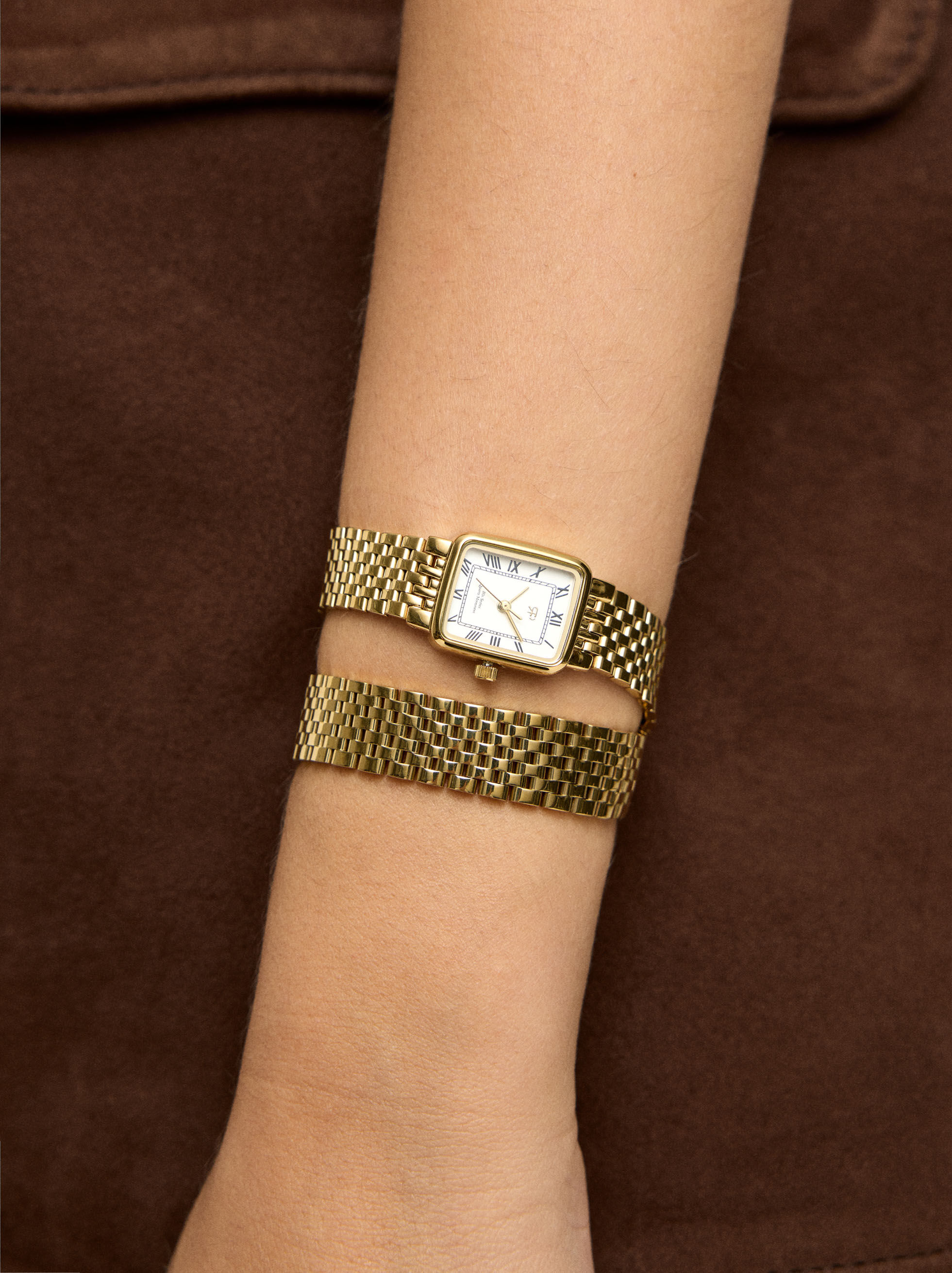Conjunto de reloj cuadrado y pulsera de acero inoxidable