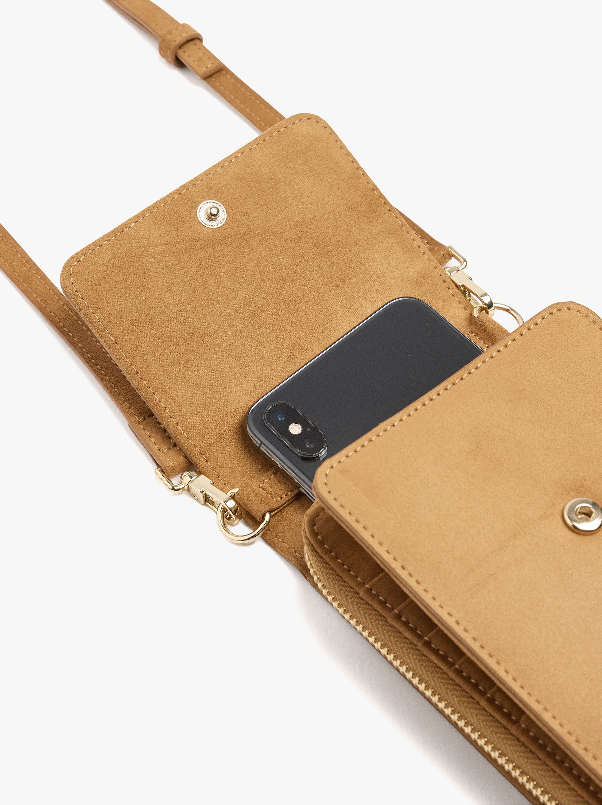 Bolsa para teléfono móvil con efecto piel con solapa
