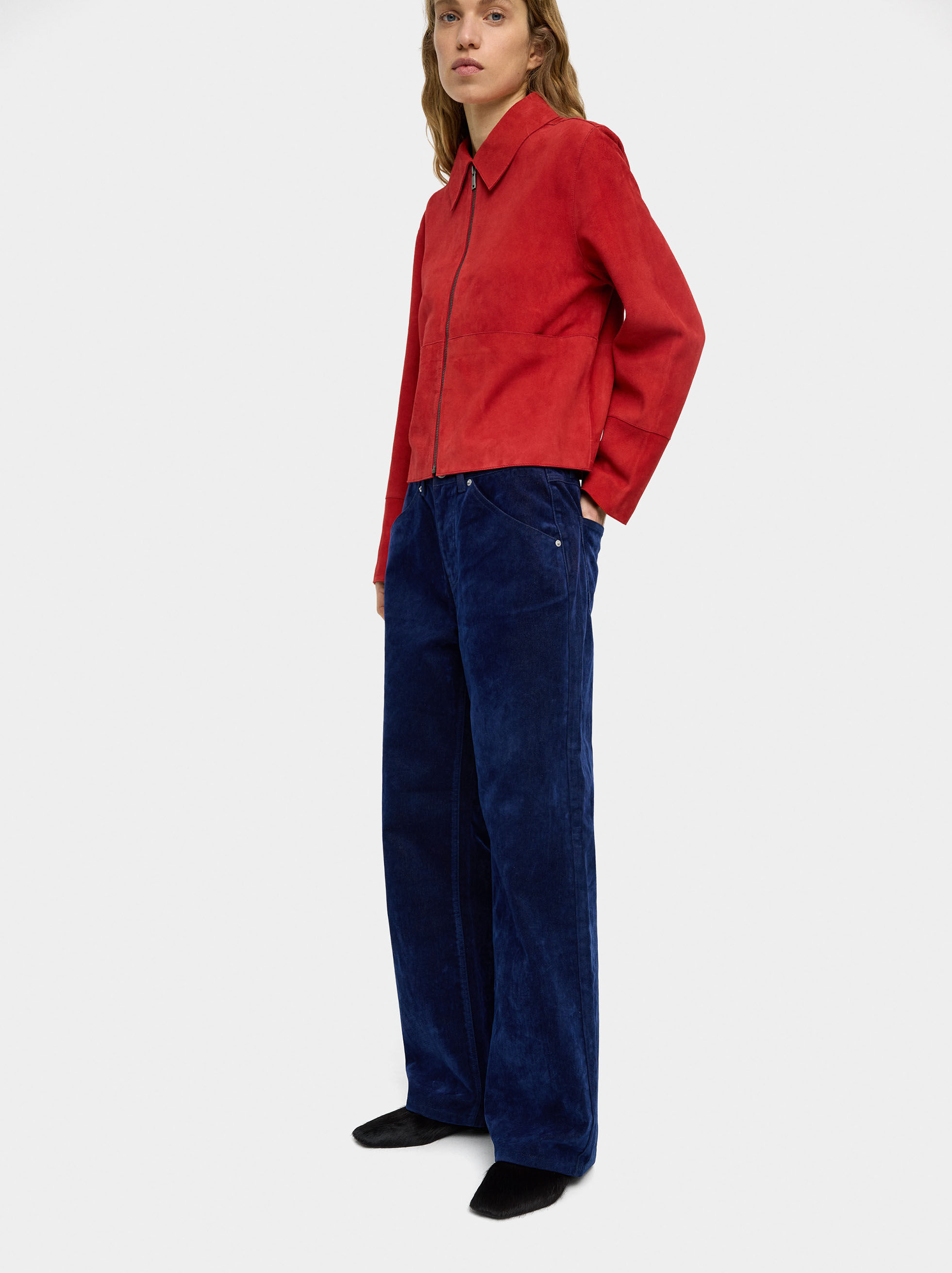 Pantalones de mezclilla con efecto terciopelo